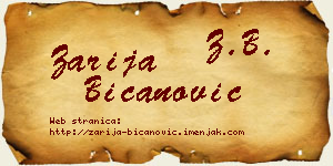 Zarija Bicanović vizit kartica